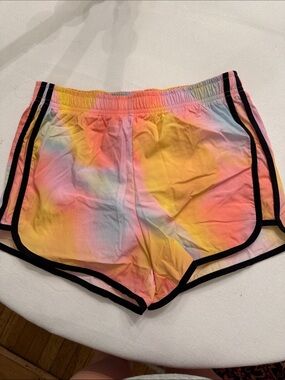Girl’s Tie-Dye Running Shorts with Black Trim